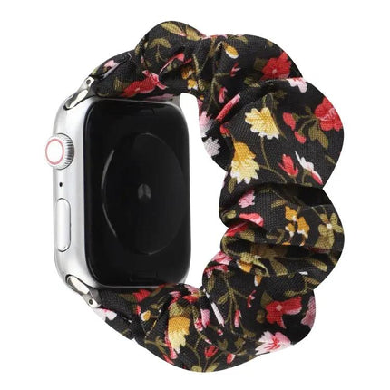 Plaid Flower Cloth Loop Watch Band For Apple Watch