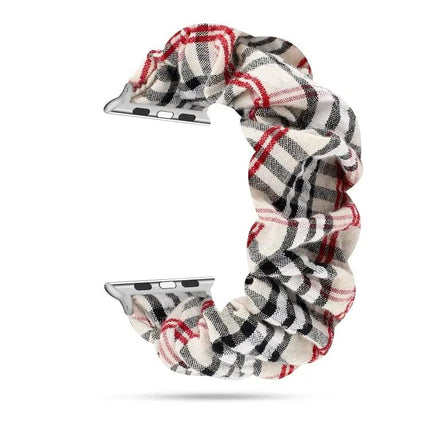 Plaid Flower Cloth Loop Watch Band For Apple Watch