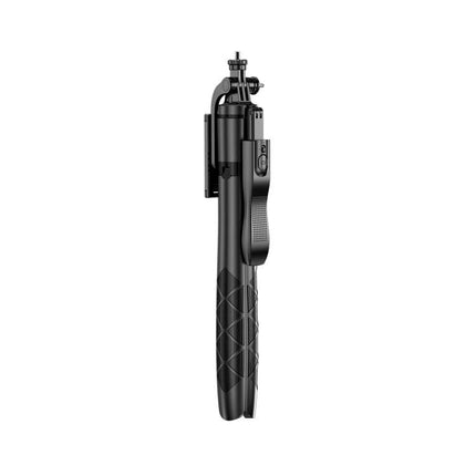 Foldable Selfie Stick Tripod for Everyday Travel Photos compact black folded travel selfie stick tripod with Bluetooth remote