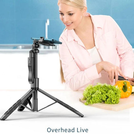 Foldable Selfie Stick Tripod for Everyday Travel Photos - compact tabletop tripod holding smartphone for steady overhead and travel shots