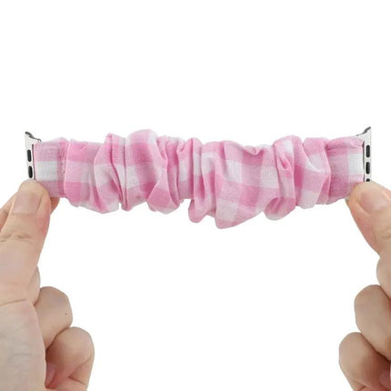 Plaid Fabric Steel Loop Band For Apple Watch 38-45mm