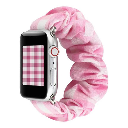 Plaid Fabric Steel Loop Band For Apple Watch 38-45mm