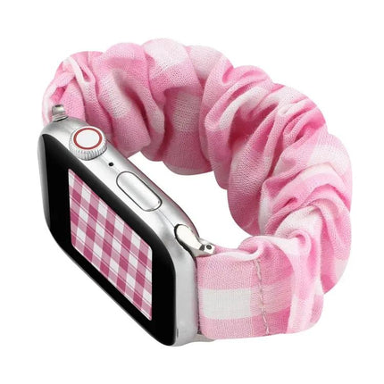 Plaid Fabric Steel Loop Band For Apple Watch 38-45mm