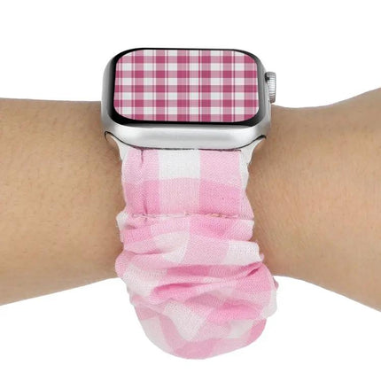 Plaid Fabric Steel Loop Band For Apple Watch 38-45mm