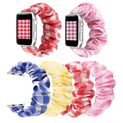 Plaid Fabric Steel Loop Band For Apple Watch 38-45mm