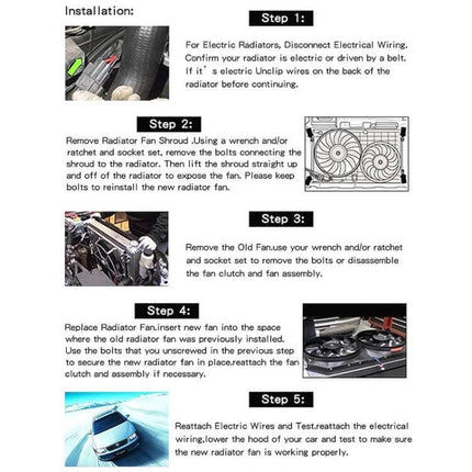 Car Transmission Oil Cooling Fan With Mounting Kit installation diagram and step-by-step instructions