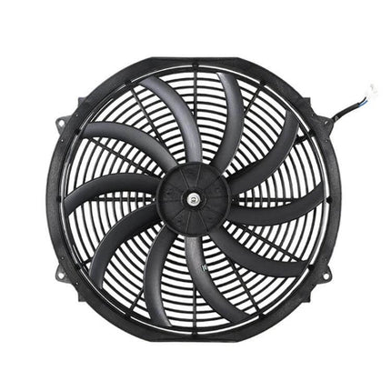 Car Transmission Oil Cooling Fan With Mounting Kit black circular electric fan with nine blades and mounting tabs