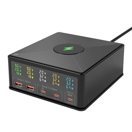 868H Charger for Daily Device Powering at Home or On the Go - multiport black charger with LED display charging phones tablets laptops