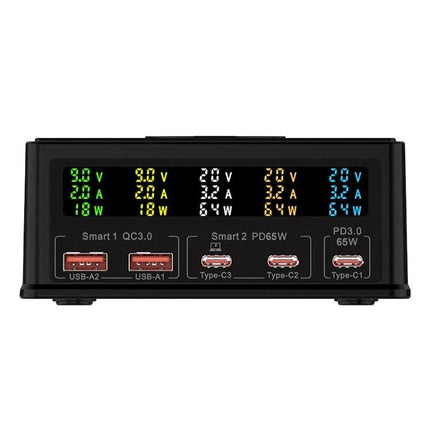 868H Charger for Daily Device Powering at Home or On the Go multi-port charger with digital voltage/current display and USB‑A/Type‑C ports