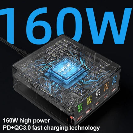 868H Charger for Daily Device Powering at Home or On the Go - multiport 160W PD+QC3.0 fast charger for phone tablet laptop