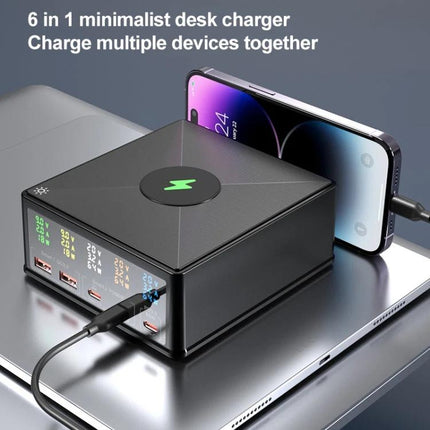 868H Charger for Daily Device Powering at Home or On the Go - multiport 6-in-1 desk charger charging phone, tablet and laptop simultaneously