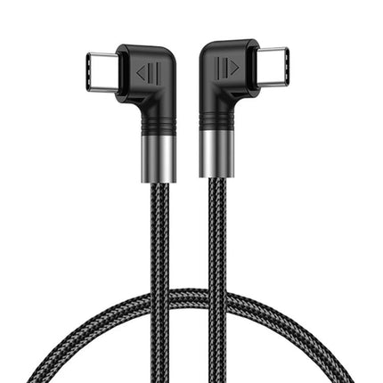 Elbow USB-C Cable for Everyday Device Charging and Syncing with braided cord and 90-degree connectors for gaming and desk use