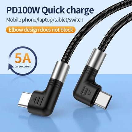 Elbow USB-C Cable for Everyday Device Charging and Syncing with 90-degree elbow PD100W quick charge braided cable