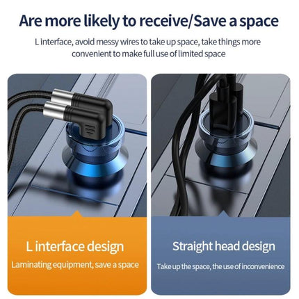 Elbow USB-C Cable for Everyday Device Charging and Syncing shown with 90-degree L interface saving desk space during gaming and work