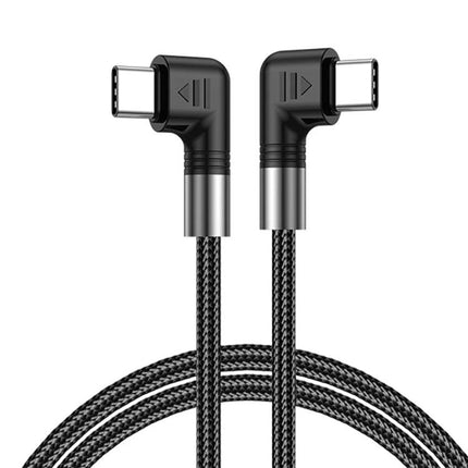 Elbow USB-C Cable for Everyday Device Charging and Syncing - braided 90-degree cable with two angled connectors for gaming and desk use