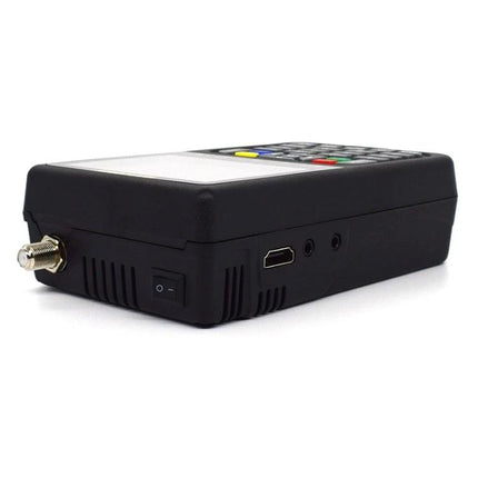 iBRAVEBOX V9 Digital Satellite Signal Finder with Multi-Region Plugs showing side ports and F connector for installers