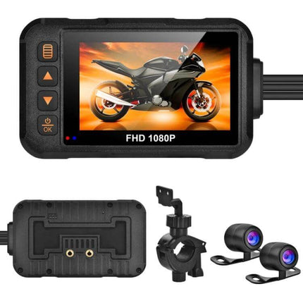 SE60 Waterproof Motorcycle DVR for Ride and Parking Monitoring dual-lens dash camera with waterproof housing and 1080P display