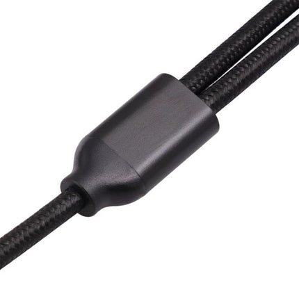 Essential Audio Adapter for Home and Travel Music Connections black braided cable close-up showing durable housing and connector joint