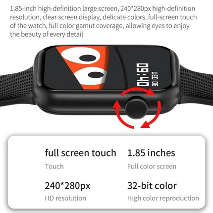 HT15 Smart Watch for Everyday Health and Activity Tracking showing 1.85-inch 240x280px full-color touchscreen and rotating crown