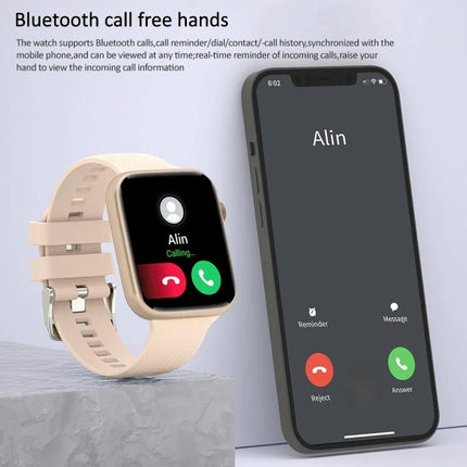 HT15 Smart Watch for Everyday Health and Activity Tracking showing incoming call notification on watch and phone, hands-free Bluetooth call feature
