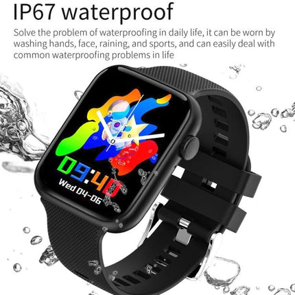 HT15 Smart Watch for Everyday Health and Activity Tracking - black waterproof smartwatch showing colorful display, step and heart-rate tracking, call/message alerts