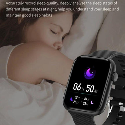 HT15 Smart Watch for Everyday Health and Activity Tracking — smartwatch sleep monitoring display with nighttime sleep duration and heart-rate tracking