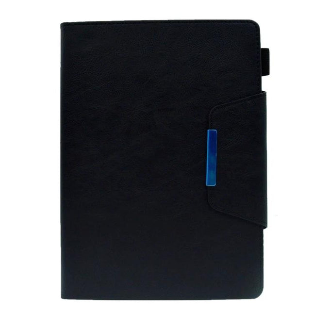Suede Texture Leather Case with Magnetic Clasp for iPad 10th Gen - black suede-texture folio with magnetic clasp and pen loop