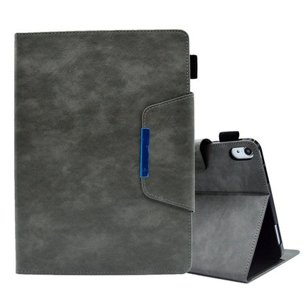 Suede Texture Leather Case with Magnetic Clasp for iPad 10th Gen - gray suede texture folio with magnetic clasp and hands-free stand