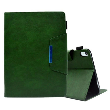 Suede Texture Leather Case with Magnetic Clasp for iPad 10th Gen in green, textured protective folio with hands-free horizontal stand and secure magnetic clasp