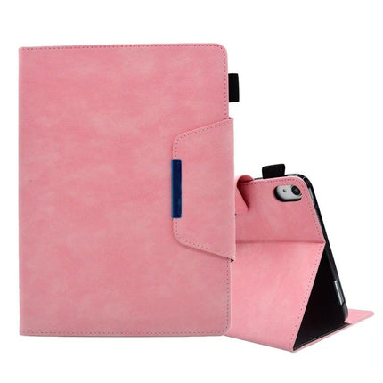 Suede Texture Leather Case with Magnetic Clasp for iPad 10th Gen - pink suede texture folio with magnetic clasp, stand and secure grip