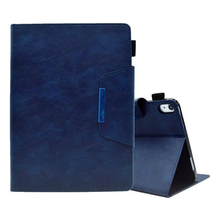Suede Texture Leather Case with Magnetic Clasp for iPad 10th Gen in navy blue, textured protective folio with hands-free horizontal stand and magnetic closure