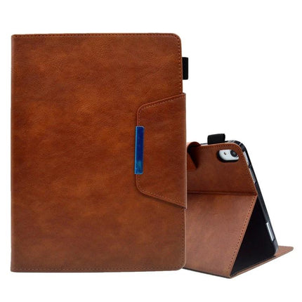 Suede Texture Leather Case with Magnetic Clasp for iPad 10th Gen in brown, textured grip, magnetic clasp and hands-free horizontal stand