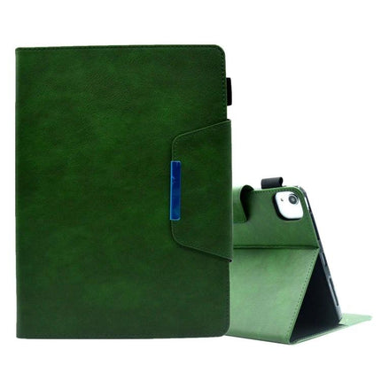 Suede Texture Leather Case with Magnetic Clasp for iPad 10th Gen in green, textured protective folio with hands-free horizontal stand