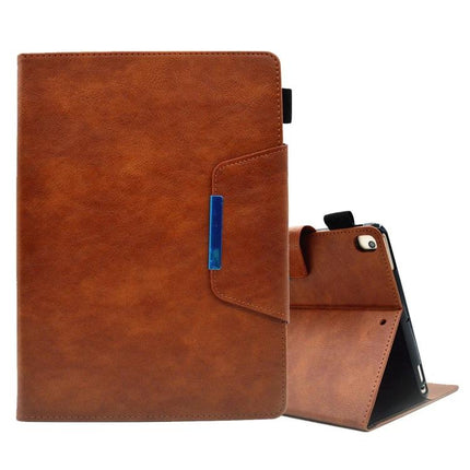 Suede Texture Leather Case with Magnetic Clasp for iPad 10th Gen in brown, textured exterior, magnetic clasp and hands-free horizontal stand