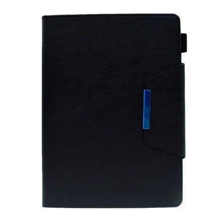 Leather Protective Case for Tablets with Magnetic Clasp and Stand in black leather with built-in stand and card slots