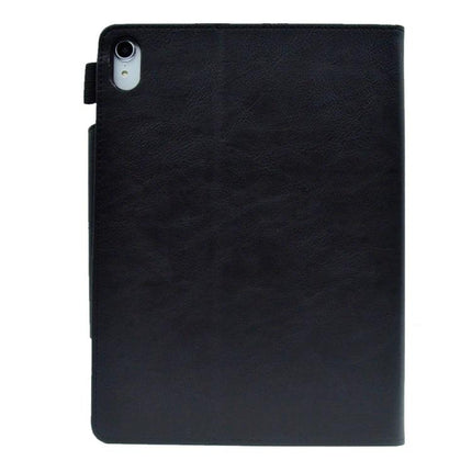 Leather Protective Case for Tablets with Magnetic Clasp and Stand - black leather folio with camera cutout and built-in stand
