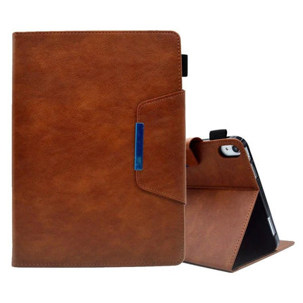 Leather Protective Case for Tablets with Magnetic Clasp and Stand in brown leather with built-in stand and card slots, hands-free viewing for professionals