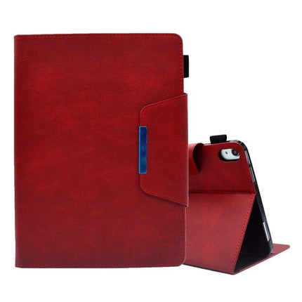 Leather Protective Case for Tablets with Magnetic Clasp and Stand in red leather with built-in stand and card slots, ideal for students and professionals