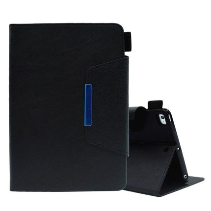 Leather Protective Case for Tablets with Magnetic Clasp and Stand, black folio with built-in stand and card slots for hands-free viewing