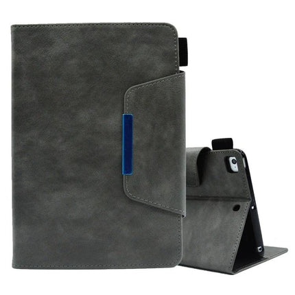 Leather Protective Case for Tablets with Magnetic Clasp and Stand - gray folio with card slots, magnetic clasp and built-in stand for hands-free viewing
