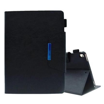 Leather Protective Case for Tablets with Magnetic Clasp and Stand in black leather with card slots and built-in stand for hands-free viewing