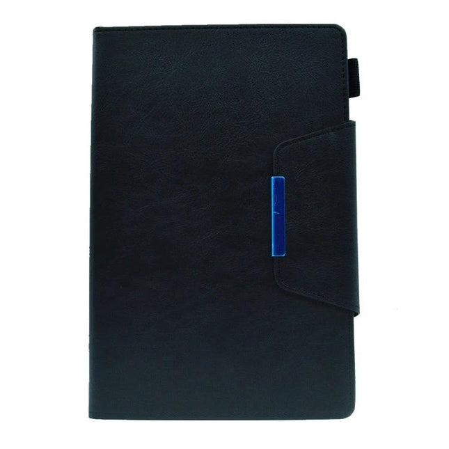 Magnetic Clasp Suede Leather Case for Samsung Galaxy Tab A8 10.5 in black suede with card slots and foldable stand