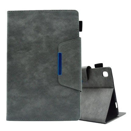 Magnetic Clasp Suede Leather Case for Samsung Galaxy Tab A8 10.5 – grey suede leather folio with magnetic clasp, card slots and foldable stand