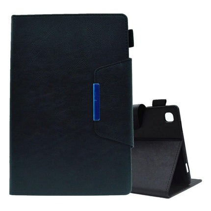 Magnetic Clasp Suede Leather Case for Samsung Galaxy Tab A8 10.5 in black with stand, card slots and secure magnetic clasp