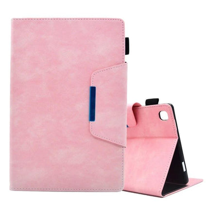 Magnetic Clasp Suede Leather Case for Samsung Galaxy Tab A8 10.5 in pink with card slots and stand, magnetic clasp for hands-free viewing