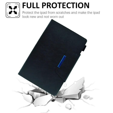 Suede Leather Protective Case for Samsung Galaxy Tab A 8.0 2019 - black PU leather folio with card slots, TPU shockproof cover and hands-free stand