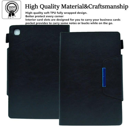 Suede Leather Protective Case for Samsung Galaxy Tab A 8.0 2019 black folio case with card slots, TPU inner shell and hands-free stand