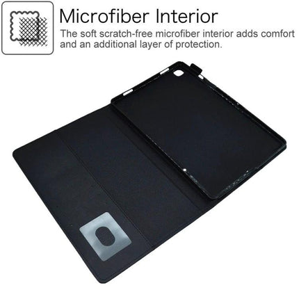 Suede Leather Protective Case for Samsung Galaxy Tab A 8.0 2019 with microfiber interior, card pocket and hands-free stand, black PU leather and TPU