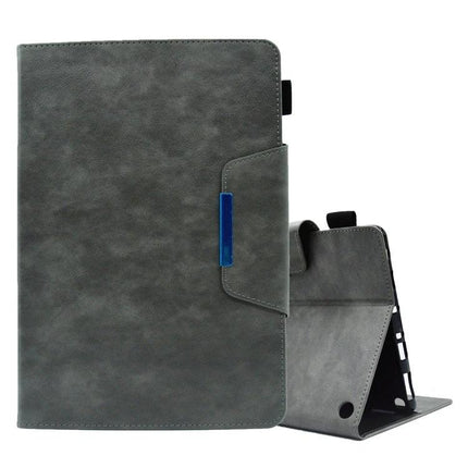 Suede Leather Protective Case for Samsung Galaxy Tab A 8.0 2019 - grey PU leather folio with stand and card holder