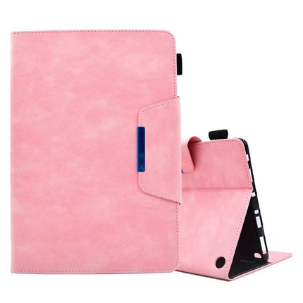 Suede Leather Protective Case for Samsung Galaxy Tab A 8.0 2019 in pink PU leather with TPU shell, stand and card pocket for travel and students